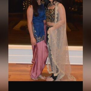 Blue and Pink Embellished Dress